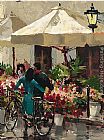 Market Canvas Paintings - Flower Market Street